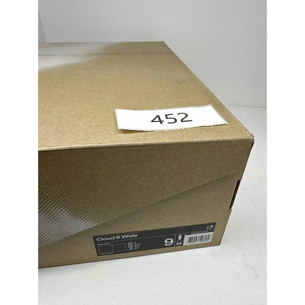 On Cloud 6 Wide Mens Running Shoes Black Black 3MG10431043 Size 9 Wide 2E